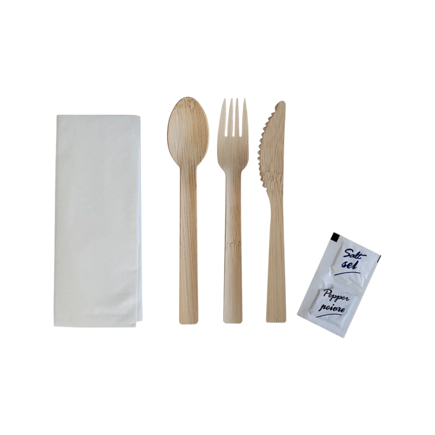 Bamboo Cutlery Kit 6- pcs individually Wrapped - Case of 250