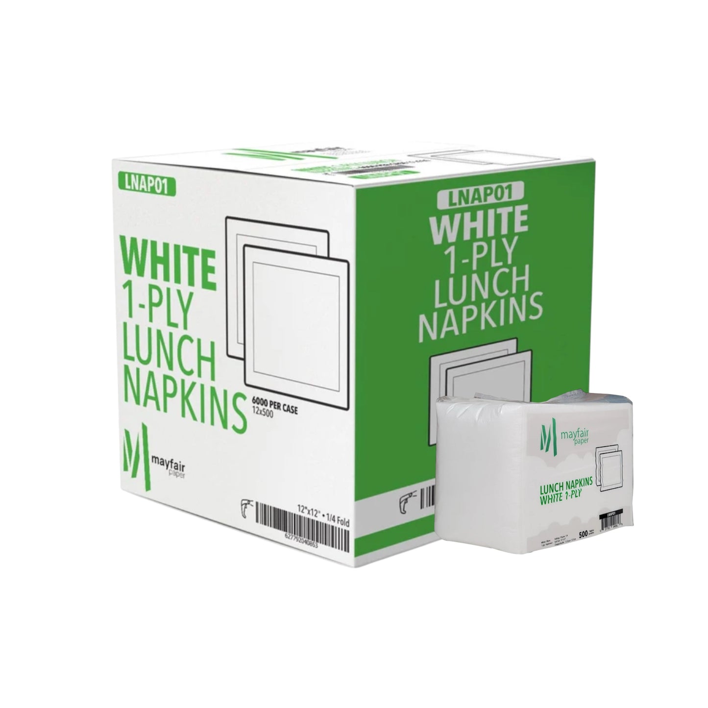 White 1-Ply Lunch Napkins - Case of 6,000 Napkins
