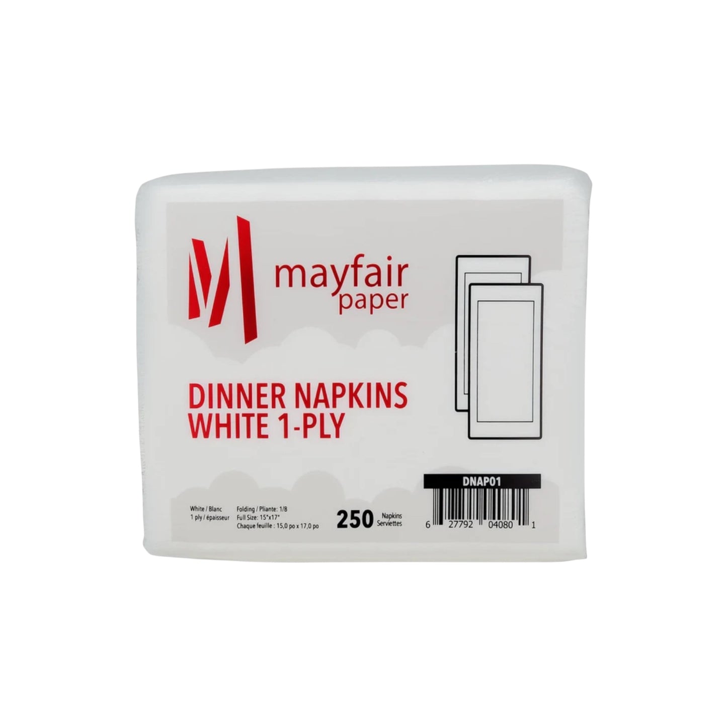 White 1-Ply Dinner Napkins - Case of 3,000 Napkins