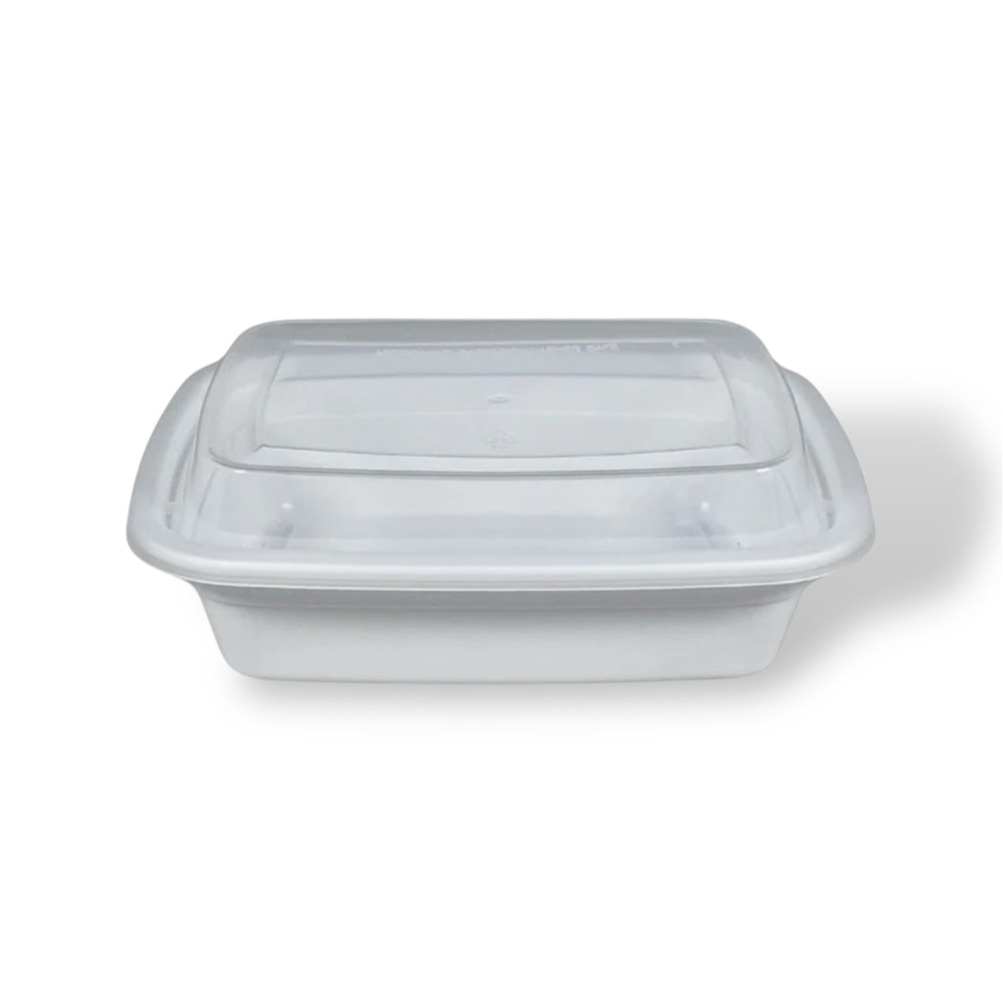 12 oz. White Rectangle Plastic Container With Lids- Case of 150 ct.