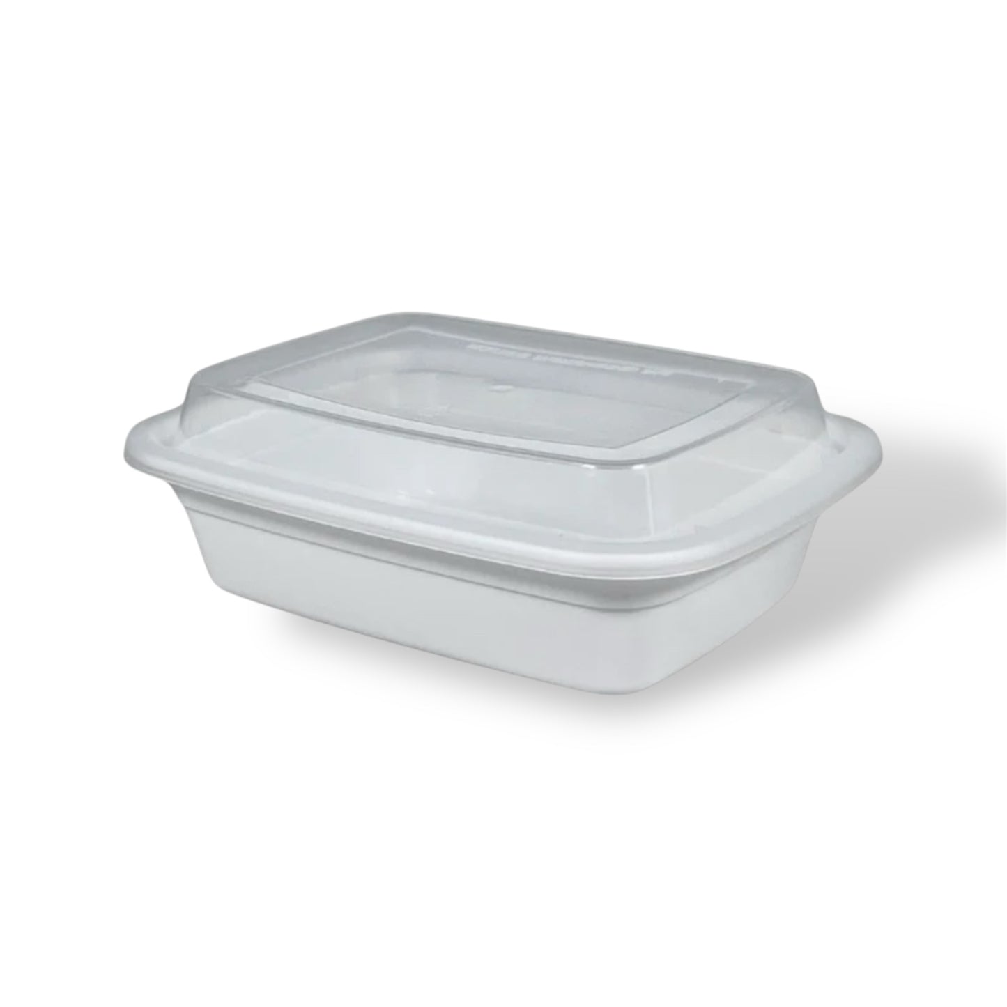 12 oz. White Rectangle Plastic Container With Lids- Case of 150 ct.