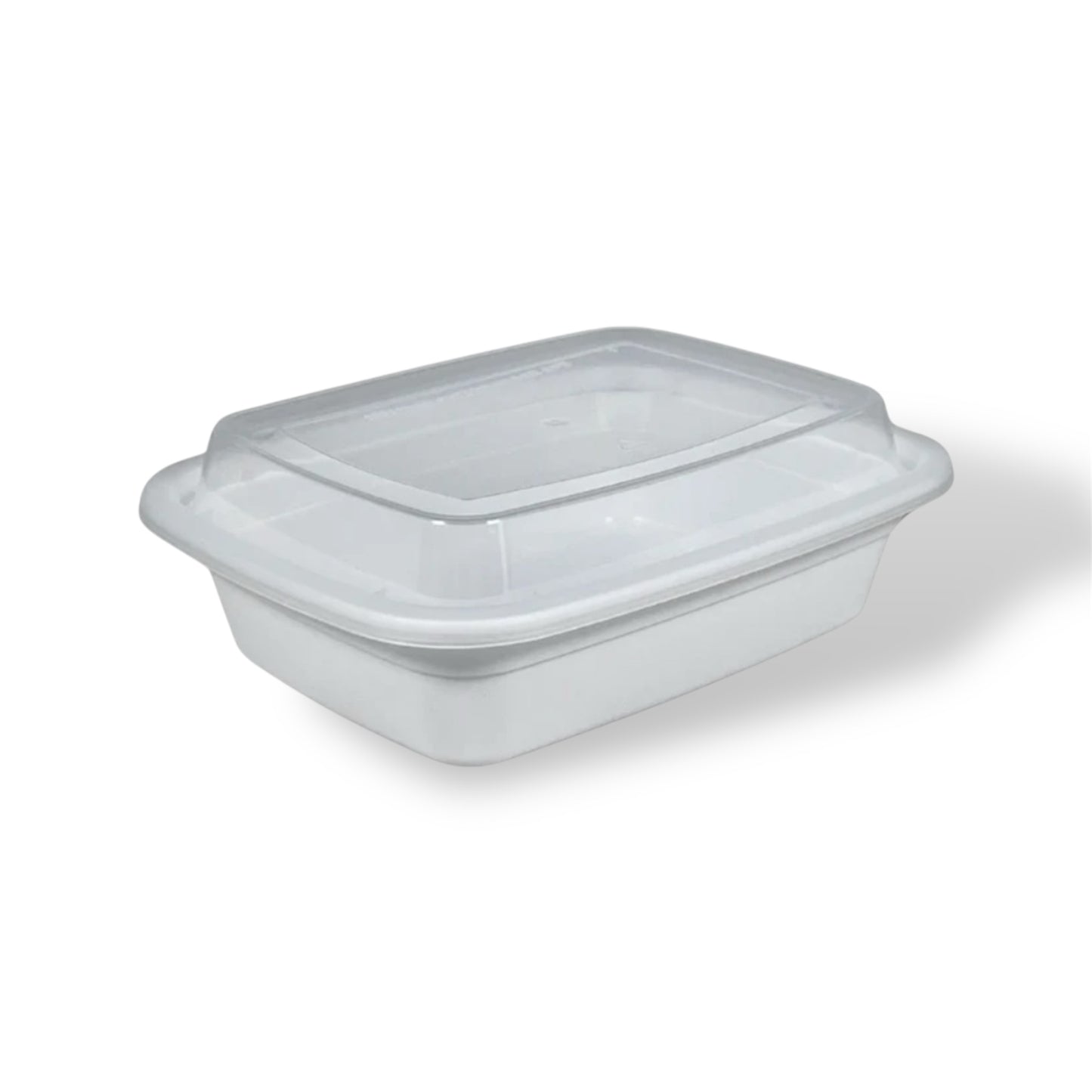 12 oz. White Rectangle Plastic Container With Lids- Case of 150 ct.