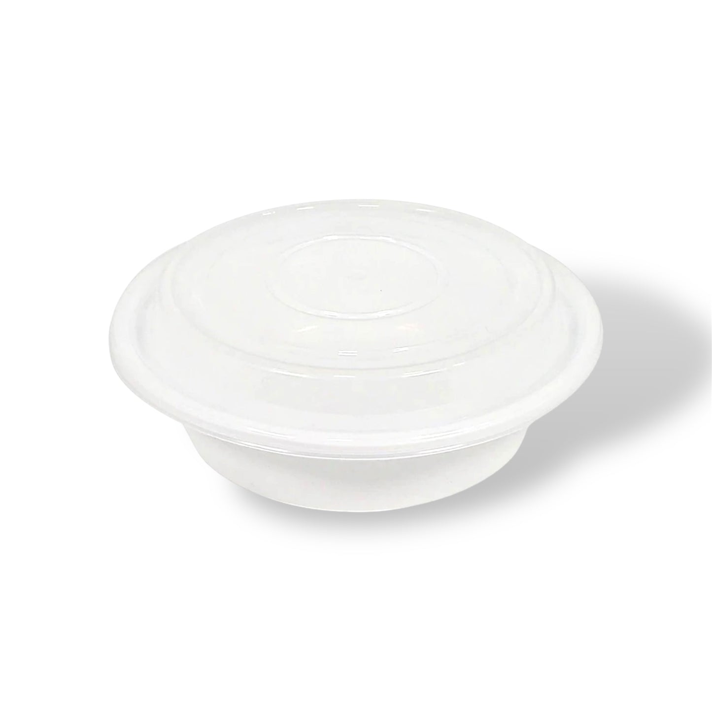 6” White Round Plastic Container With Lids - Case of 150 ct.