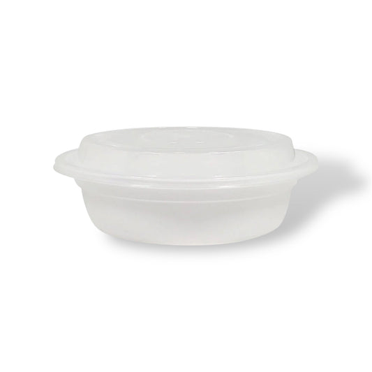 6” White Round Plastic Container With Lids - Case of 150 ct.