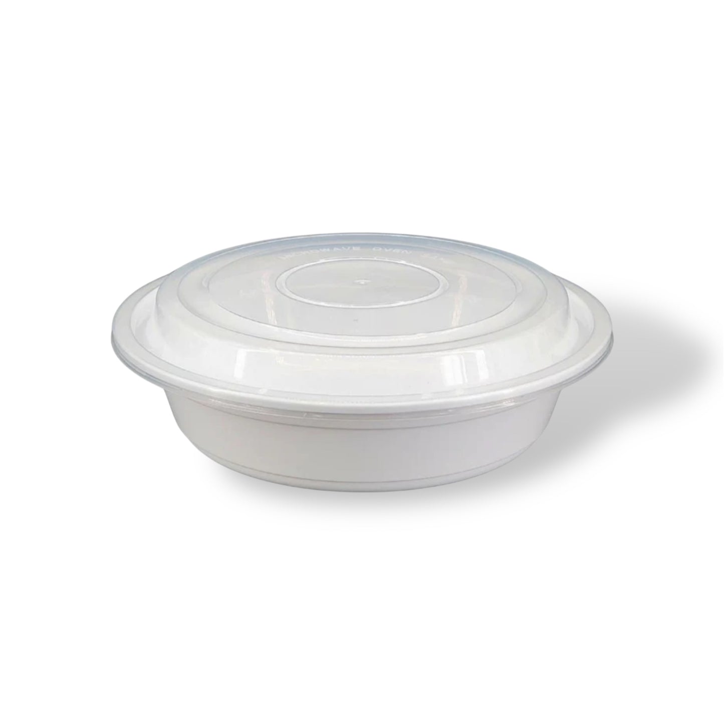 7” White Round Plastic Container With Lids - Case of 150 ct.