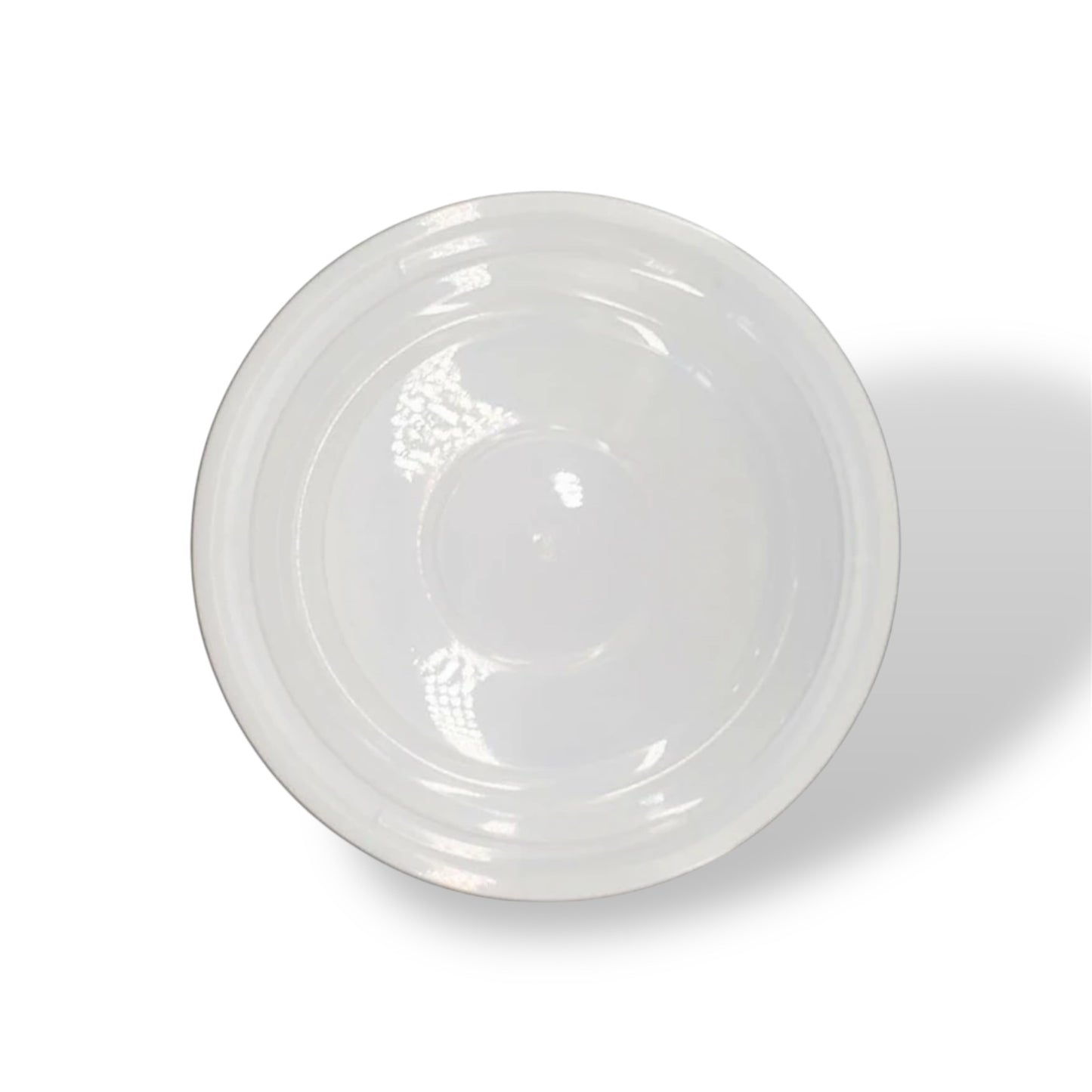 7” White Round Plastic Container With Lids - Case of 150 ct.