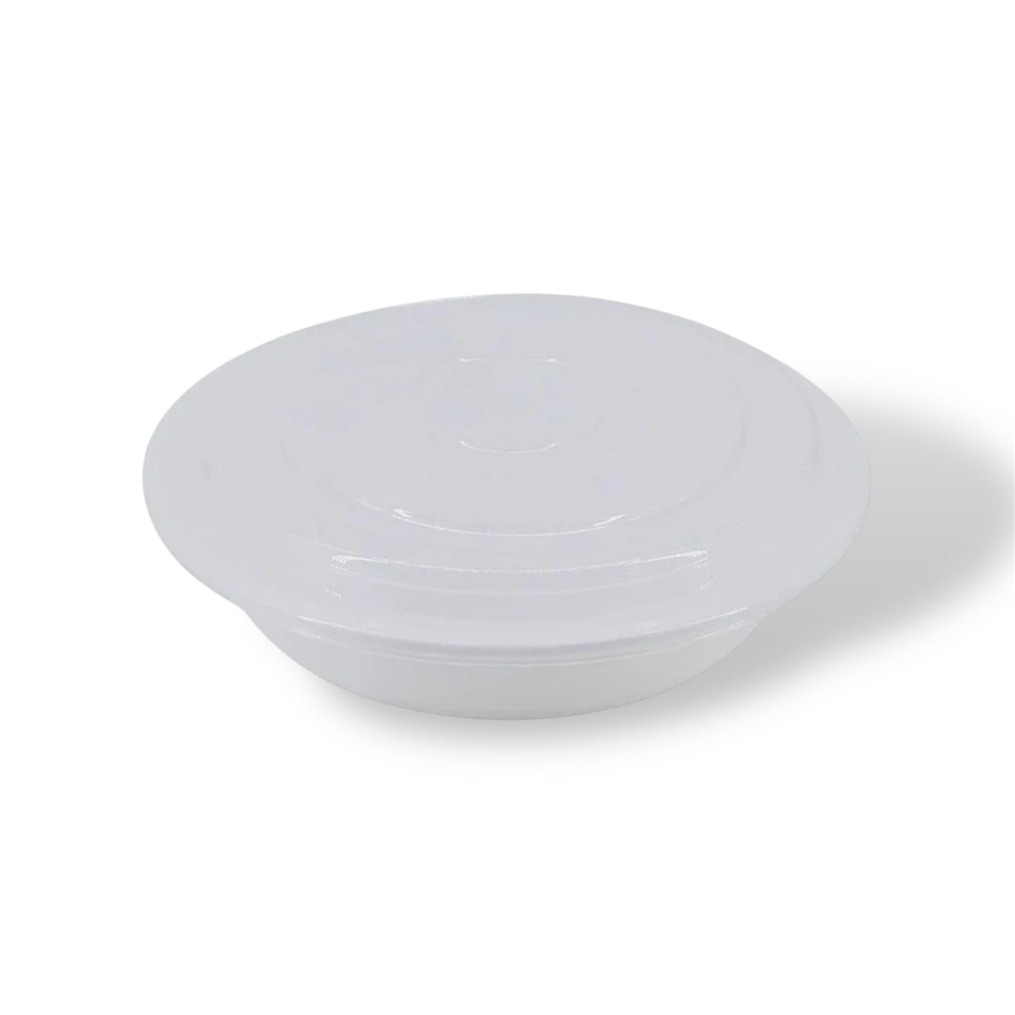 8” White Round Plastic Container With Lids - Case of 150 ct.