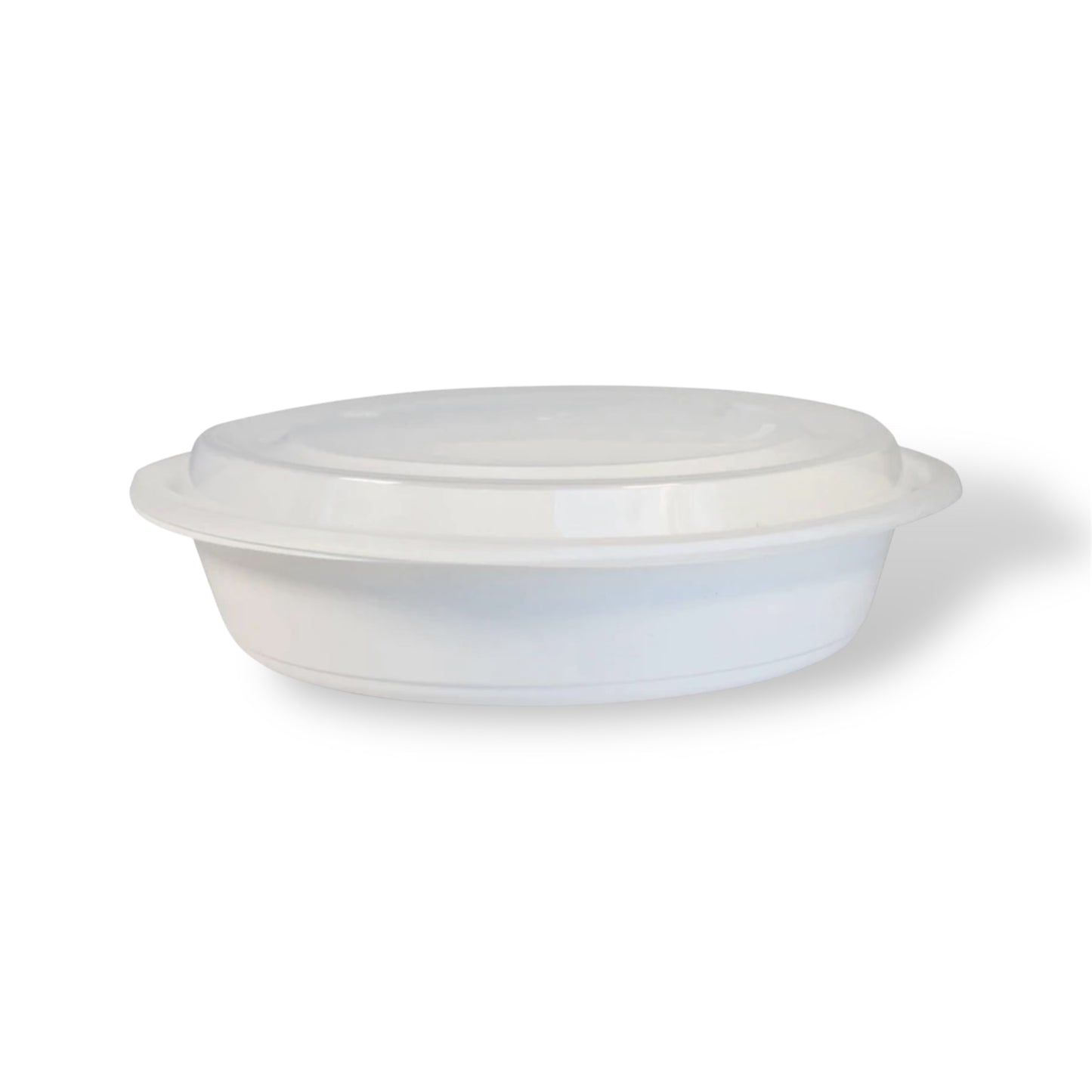 9” White Round Plastic Container With Lids - Case of 150 ct.