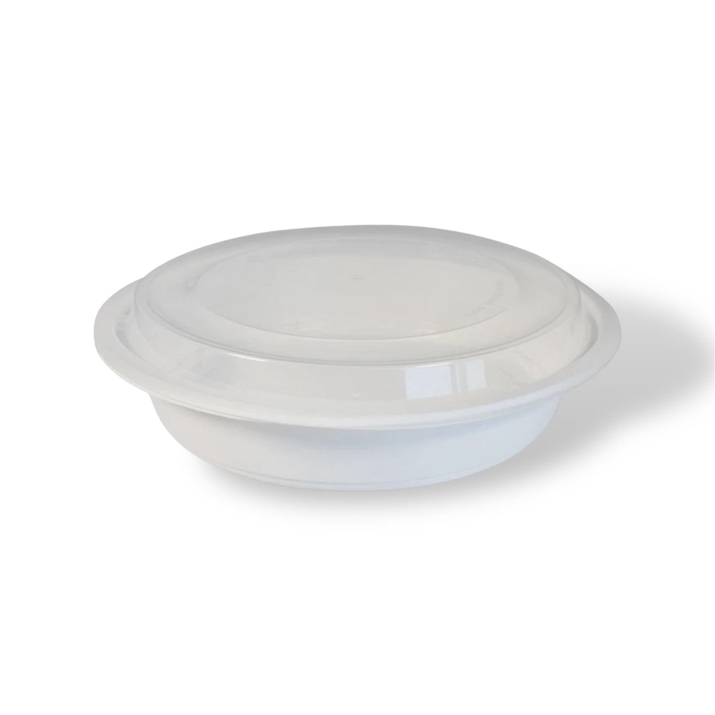 9” White Round Plastic Container With Lids - Case of 150 ct.