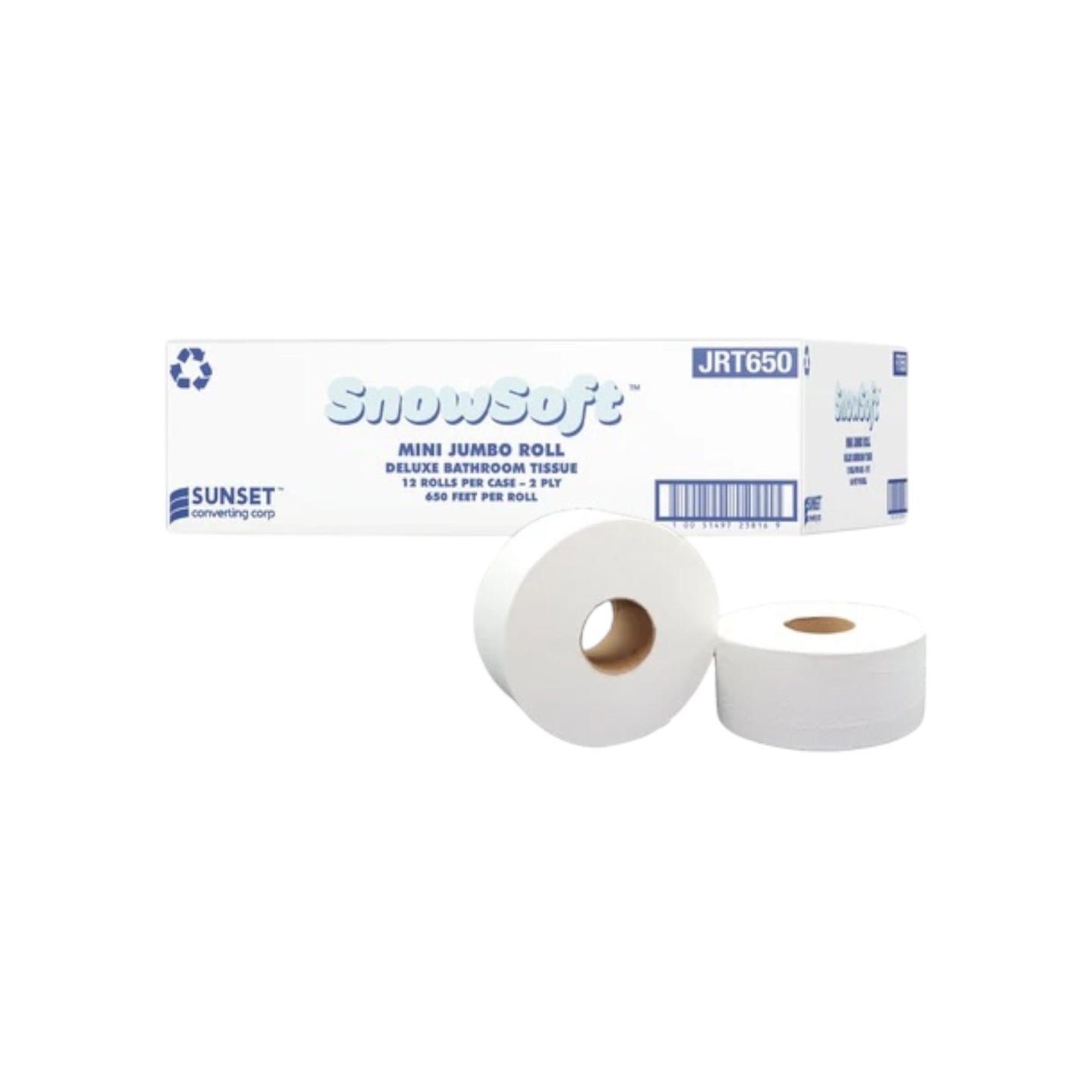 2 Ply Mini Jumbo Bathroom Roll - 650’