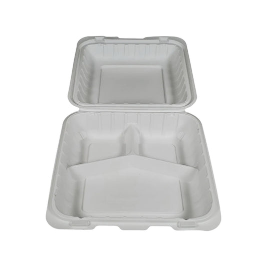 MFPP Clamshell Container - 8”x8”x3” - 3 Compartment