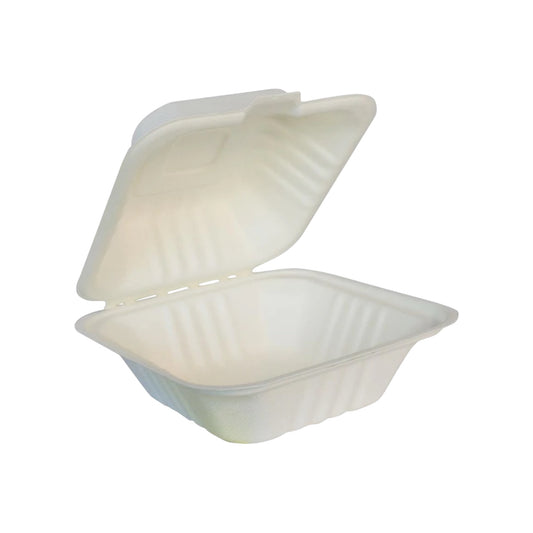 Bagasse Clamshell Container - 6”x6”