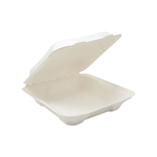 Bagasse Clamshell Container - 8”x8”