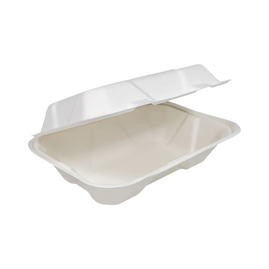 Bagasse Clamshell Container - 9”x6”