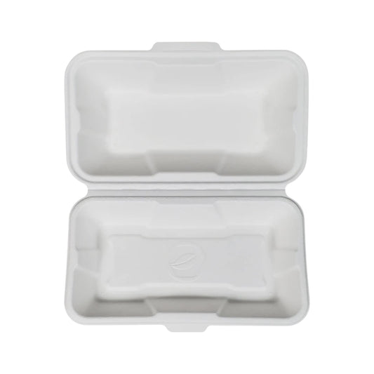 Hot Dog Bagasse Clamshell Container - 8.45”x4.75”