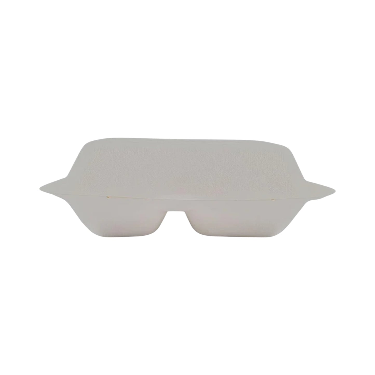 Bagasse Clamshell Container - 9”x6” - 2 Compartment
