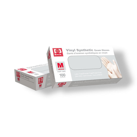 Intco Clear Vinyl Synthetic Exam Gloves - Powder Free | Case of 10 Boxes