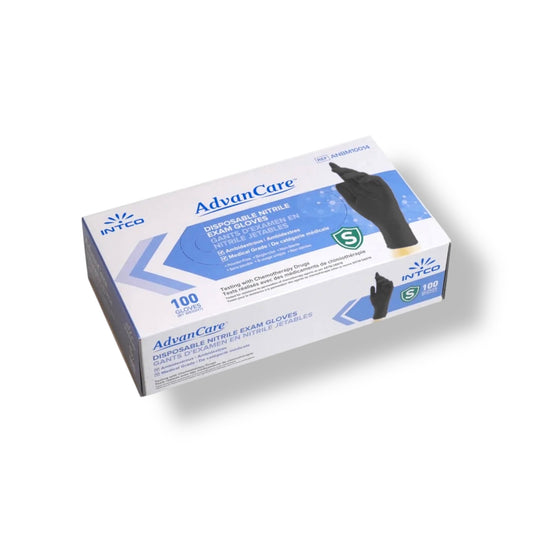 AdvanCare Black Nitrile Exam Gloves - Powder Free - Case of 10 Boxes of 100 Gloves