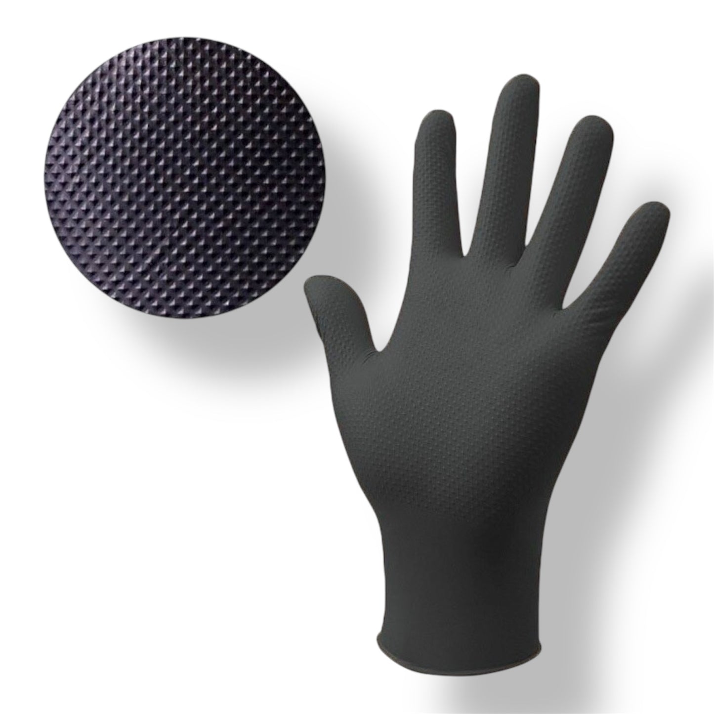 Intco Basic Black 8 Mil Nitrile Gloves With Diamond Textured - Powder Free - Case of 10 Boxes of 100 Gloves