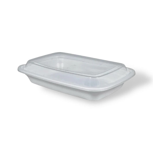 16 oz. White Rectangle Plastic Container With Lids- Case of 150 ct.