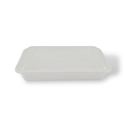 58 oz. White Rectangle Plastic Container With Lids- Case of 150 ct.