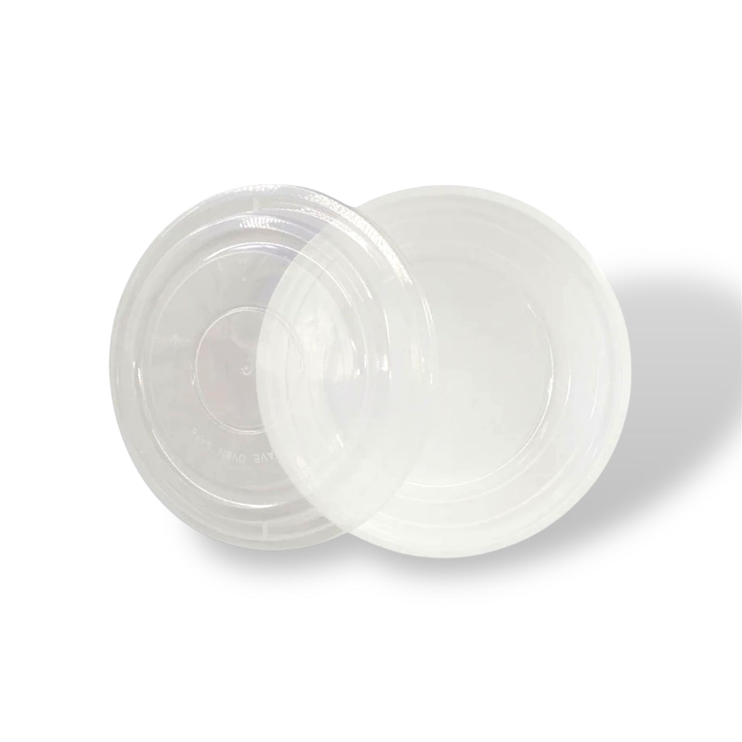 7” White Round Plastic Container With Lids - Case of 150 ct.