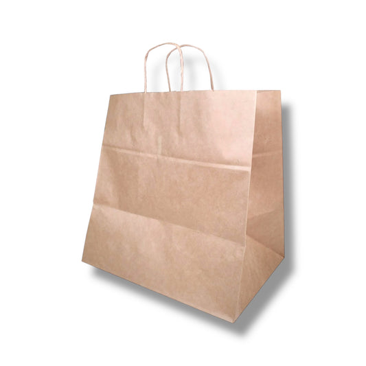 14x10x14” Twisted Handles Kraft Paper Bag - Case of 200 ct.