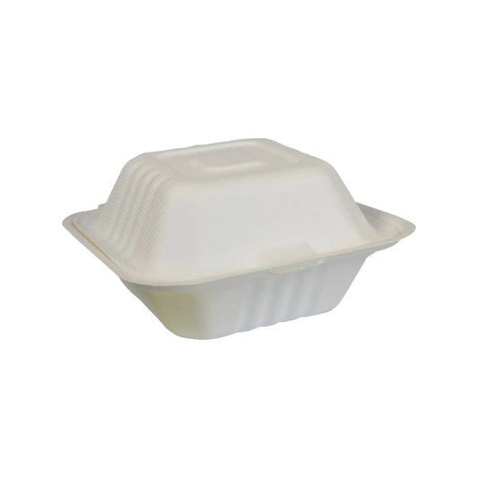Bagasse Clamshell Container - 6”x6”