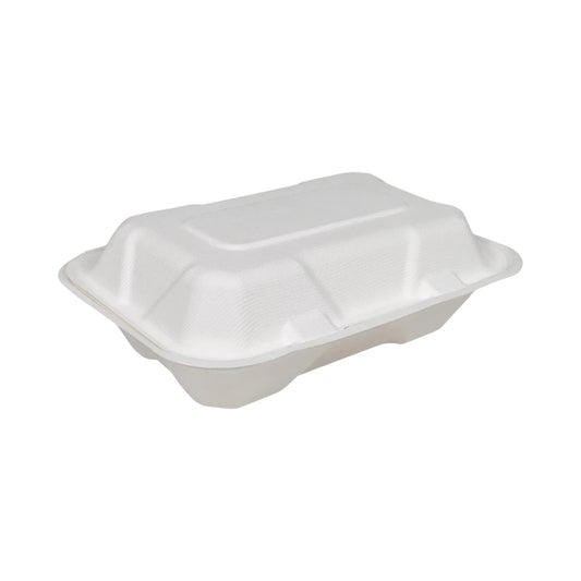Bagasse Clamshell Container - 9”x6”