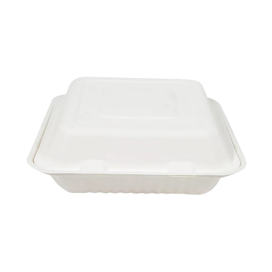 Bagasse Clamshell Container - 9”x9”