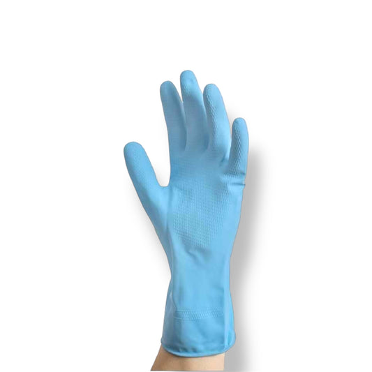 Blue Flock Lined Latex Gloves - 12 Pairs / Bag