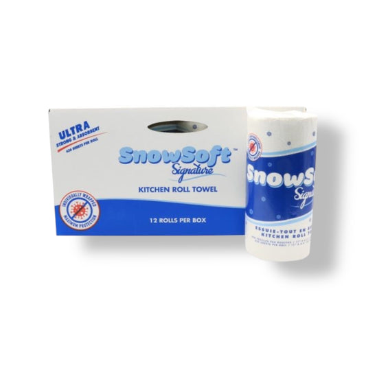 SnowSoft Signature Ultra Strong & Absorben Kitchen Paper Towel - Box of 12 Rolls | 420 Sheets